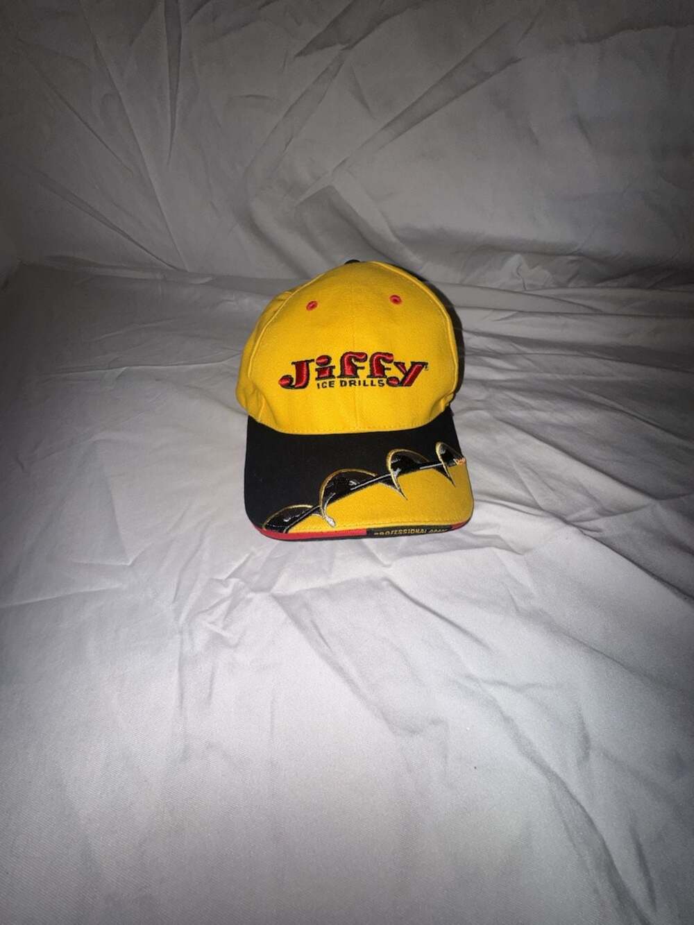 Jiffy Ice Drills Hat Professional Grade Adjustable Yellow Cap